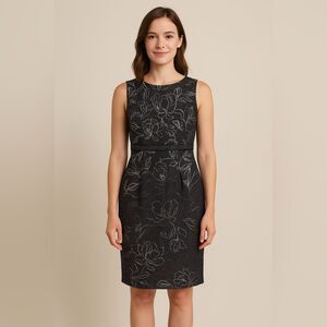 Nipon Sheath Flower Sleeveless Sheath Summer Dress Silver Grey Small 2
